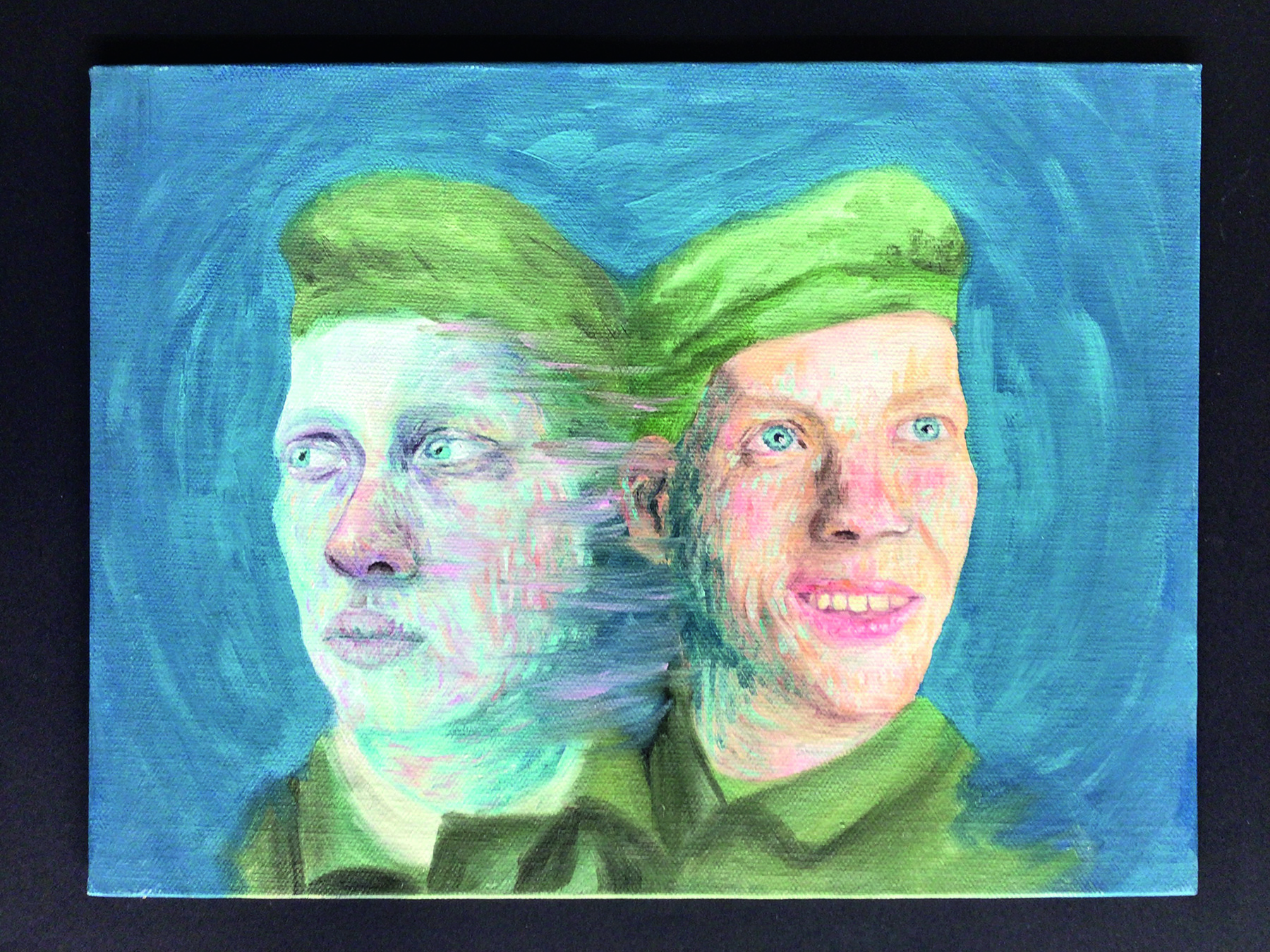 Ölbild Soldat mit zwei Köpfen