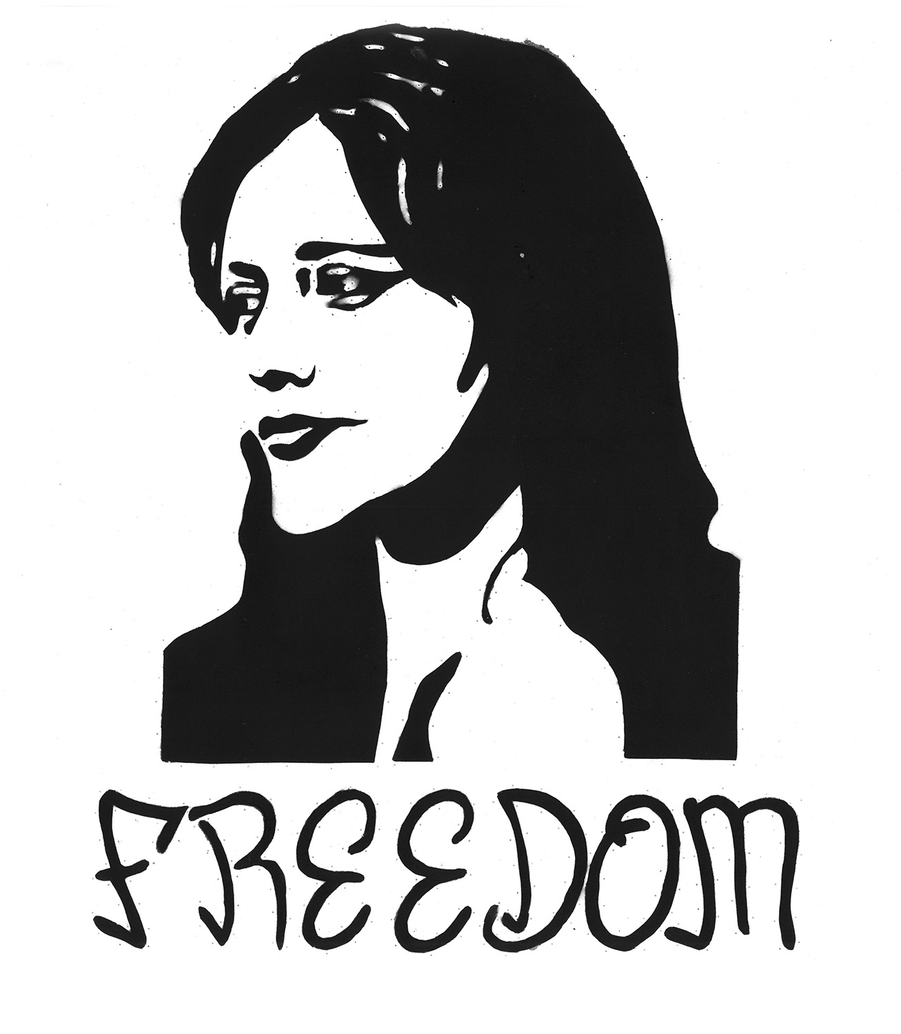 Bild junge Frau und Schriftzug "Freedom"