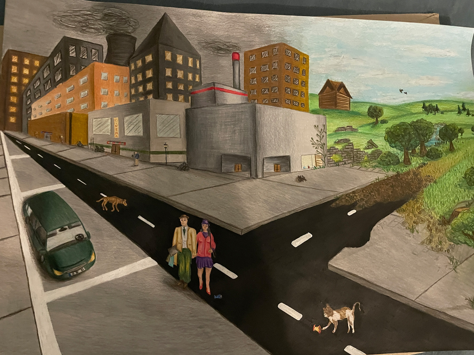 Bild Ehepaar das auf einer Straße läuft