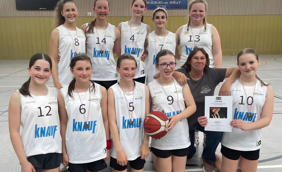 Gruppenfoto mit den Spielerinnen der Mädchenmannschaft mit Trainerin